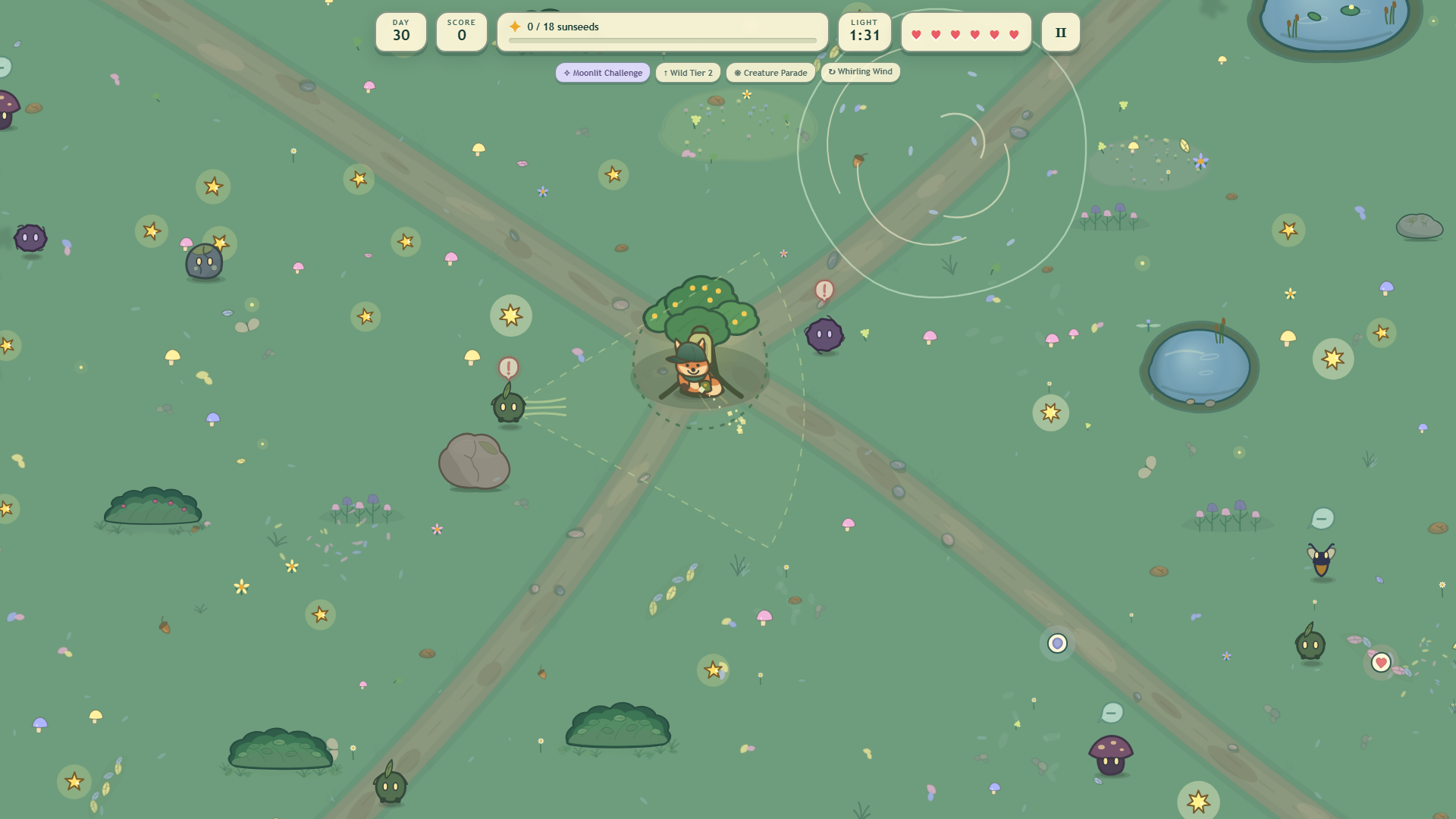 The Meadow Scout returning to the Lantern Tree during a Moonlit Challenge in the current game